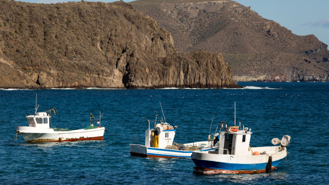 Barcos pesqueros en costa andaluza